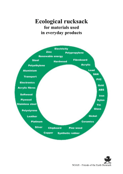 Ecological rucksack for materials used in ordinary products