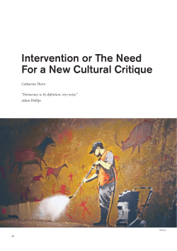 Intervention or The Need For a New Cultural Critique