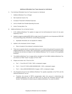 Individual Taxes Imposed by the Affordable Care Act