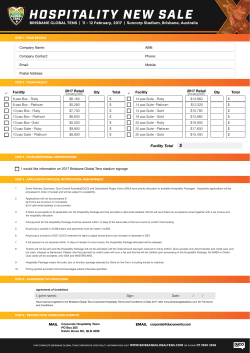 HOSPITALITY NEW SALE - Brisbane Global Tens