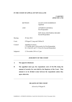 HARRIMAN v ATTORNEY-GENERAL CA463/2013 [2014]
