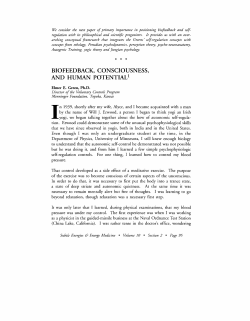 BIOFEEDBACK, CONSCIOUSNESS, AND HUMAN POTENTIAL 1