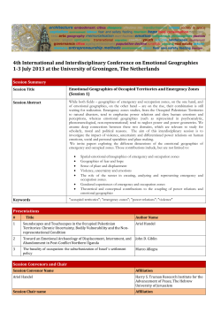 The Emotional Geographies of Occupied Territories and