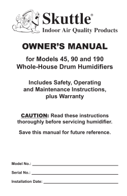Owner`s Manual: Drum Models 45*, 90, 190