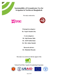 Sustainability of Groundwater Use for Irrigation in Bangladesh