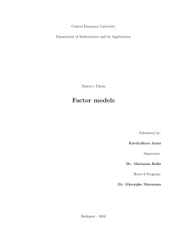 Factor models - Department of Mathematics