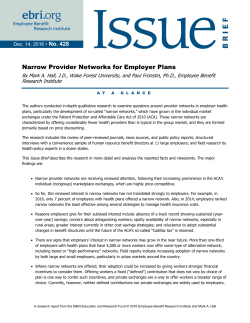 Narrow Provider Networks for Employer Plans