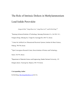 The Role of Intrinsic Defects in Methylammonium Lead Iodide
