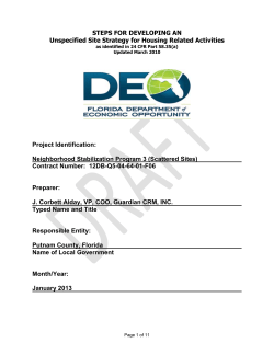 STEPS FOR DEVELOPING AN Unspecified Site Strategy for