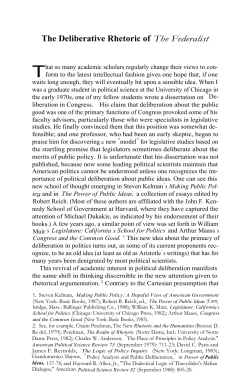 The Deliberative Rhetoric of The Federalist