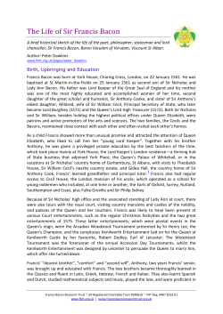 Francis Bacon`s Life - Francis Bacon Research Trust