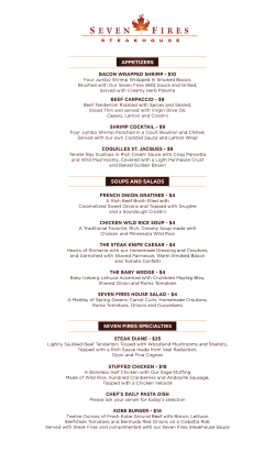 Seven Fires Dinner Menu - Black Bear Casino Resort