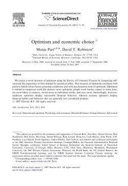 Optimism and economic choice - Duke University`s Fuqua School of