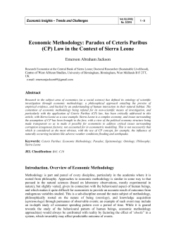Economic Methodology: Paradox of Ceteris Paribus (CP) Law in the