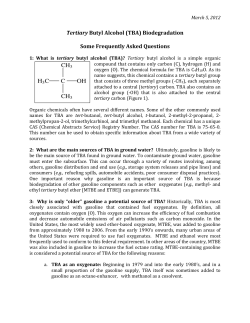 Tertiary Butyl Alcohol (TBA) Biodegradation Some Frequently