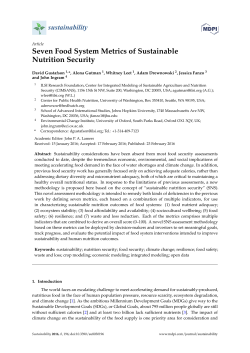 Seven Food System Metrics of Sustainable Nutrition Security