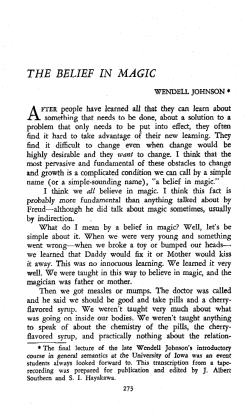 the belief in magic - The Institute of General Semantics