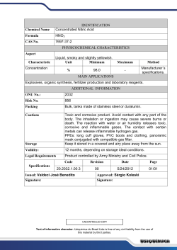 IDENTIFICATION Chemical Name Concentrated Nitric Acid Formula