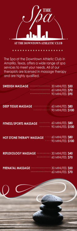 Spa Menu Card - Downtown Athletic Club
