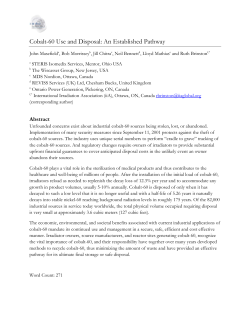 Cobalt-60 Use and Disposal: An Established Pathway