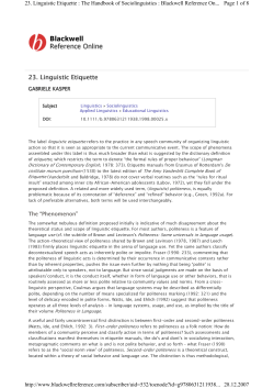 23. Linguistic Etiquette 23. Linguistic Etiquette