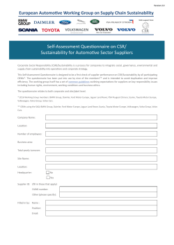Self-Assessment Questionnaire on CSR/ Sustainability for
