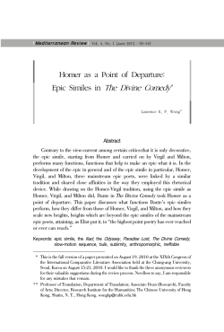 Homer as a Point of Departure: Epic Similes in The Divine Comedy*