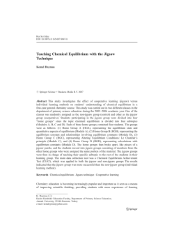 Teaching Chemical Equilibrium with the Jigsaw Technique (PDF