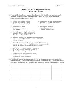 PROBLEM SET 1: Jingulu inflection