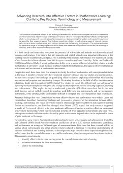 Advancing Research Into Affective Factors in Mathematics