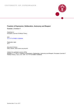 Freedom of Expression, Deliberation, Autonomy and Respect