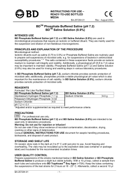 BDTM Phosphate Buffered Saline (pH 7.2) BDTM Saline Solution