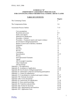 Independent Assessment Process - Residential School Settlement