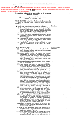 Animals Protection Act - South African Government