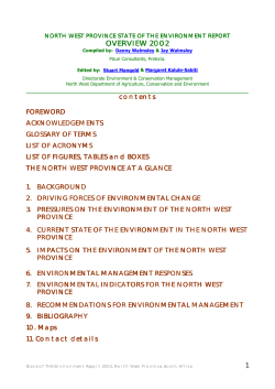 NORTH WEST PROVINCE STATE OF THE ENVIRONMENT REPORT