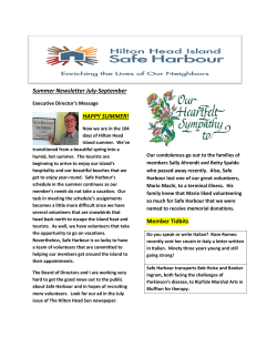 Newsletter July - September 2016 - Hilton Head Island Safe Harbour