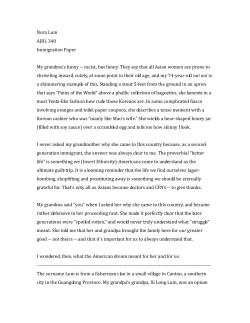 Nora Lum AJRL 340 Immigration Paper My grandma`s funny -
