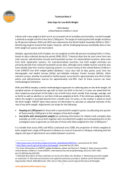 GNR 2014 Technical note 9: Data Gaps for Low Birth Weight