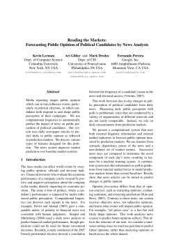 Reading the Markets: Forecasting Public Opinion of