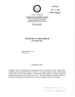 The Effect of measure 20 : 2% equal tax