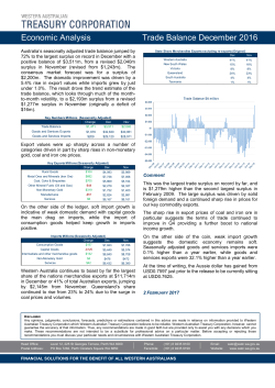 Trade Balance - Western Australian Treasury Corporation