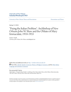 Archbishop of New Orleans John W. Shaw and the Oblates of Mary