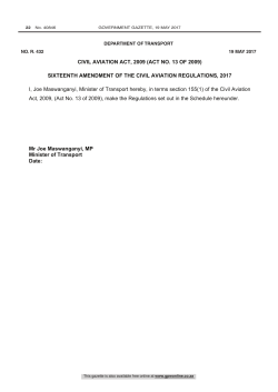 Civil Aviation Act: Regulations: Civil Aviation: 16th Amendment