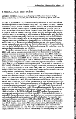 Ethnology: West Indies. - Comitas Institute for Anthropological Study