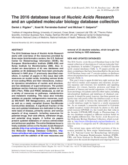The 2016 database issue of Nucleic Acids
