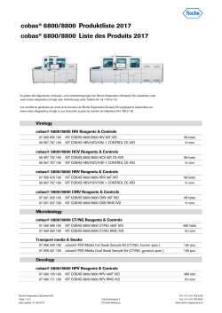 cobas® 6800/8800 Produktliste 2017 cobas® 6800/8800 Liste des
