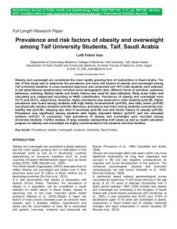 Prevalence and risk factors of obesity and overweight among Taif