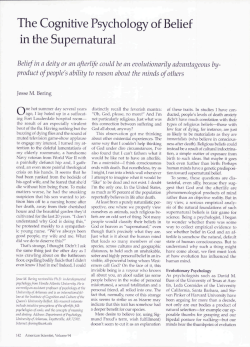 The Cognitive Psychology of Belief in the Supernatural