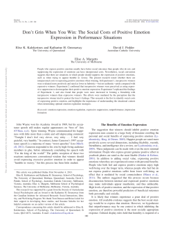 Don`t Grin When You Win: The Social Costs of Positive Emotion
