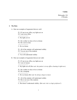 1 Validity Philosophy 130 O`Rourke I. The Data A. Here are